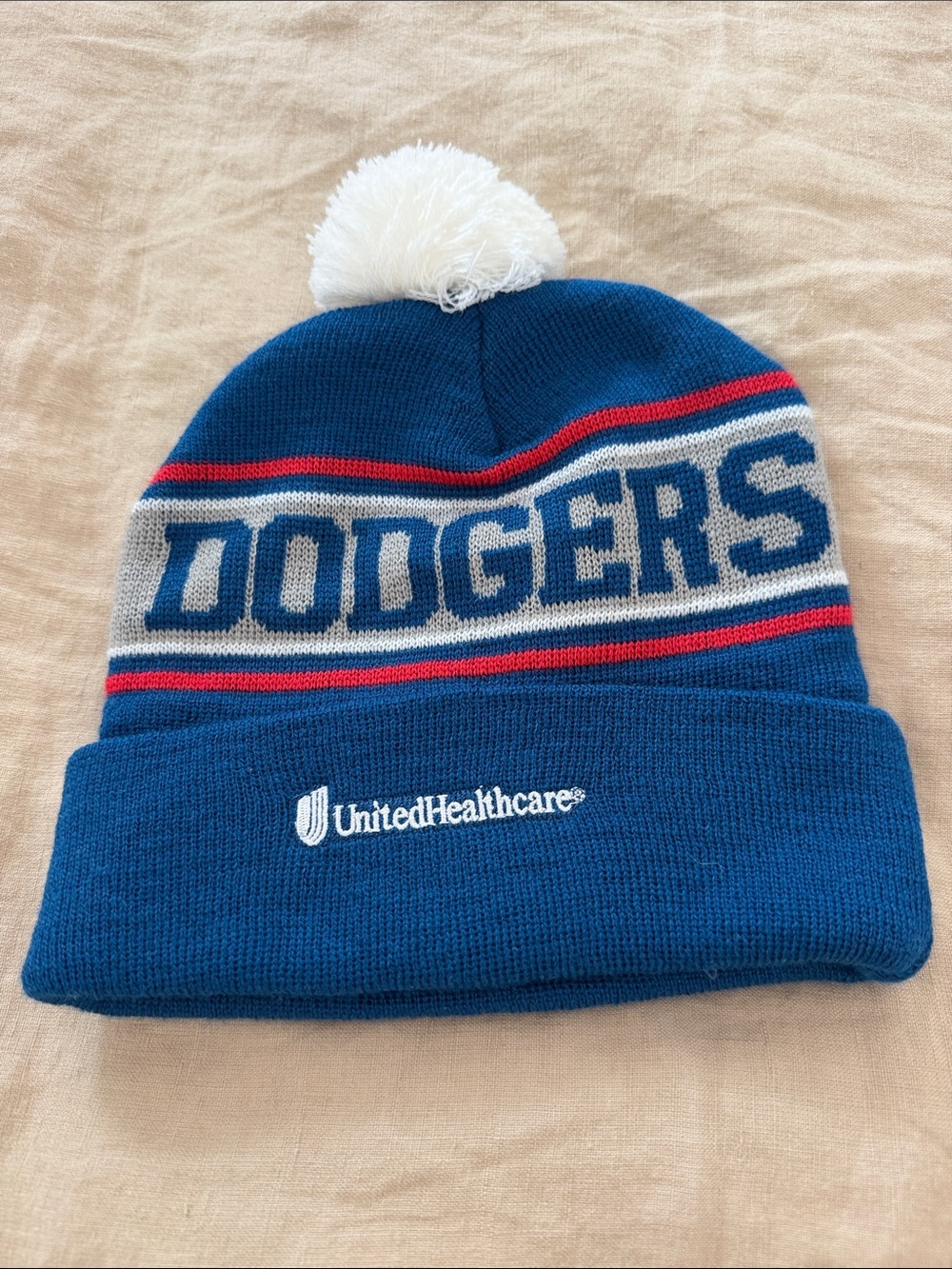 Dodgers UnitedHealthcare Pom Beanie - Blue/White/Red